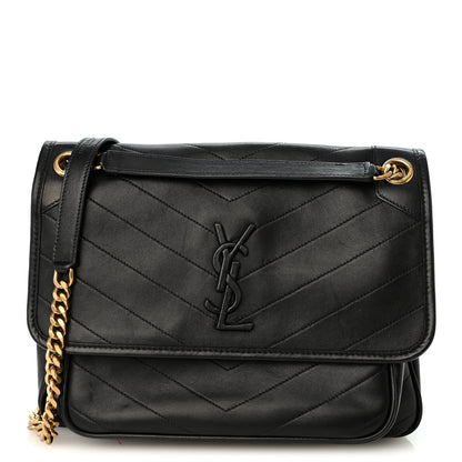 Saint Laurent Lambskin Matelasse Monogram Medium Niki Chain Satchel Black 1 of 10