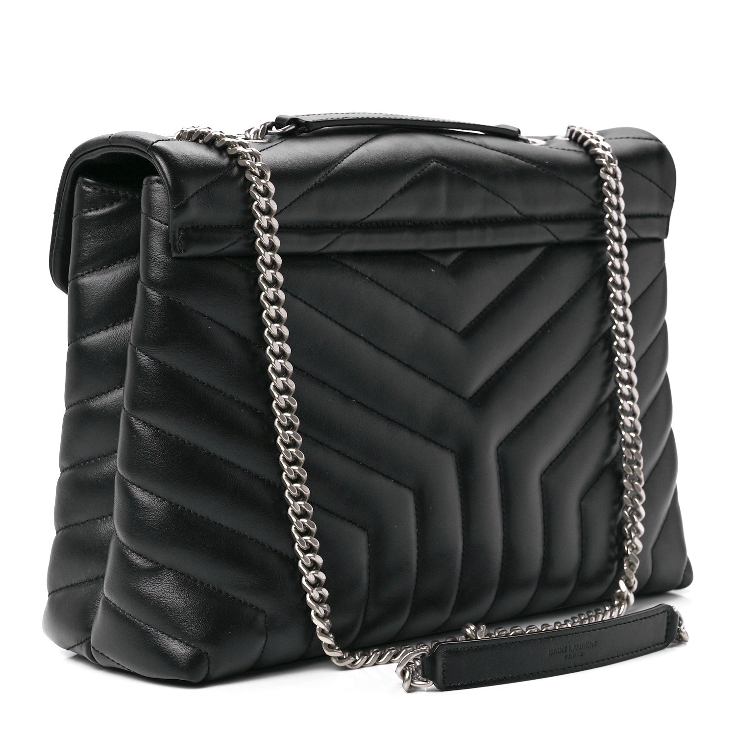 Saint Laurent Calfskin Y Quilted Monogram Medium Loulou Chain Satchel Black 3 of 13