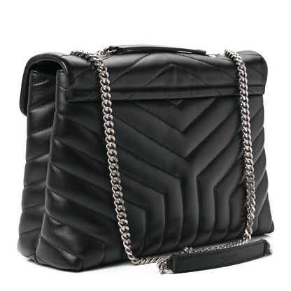 Saint Laurent Calfskin Y Quilted Monogram Medium Loulou Chain Satchel Black 3 of 13