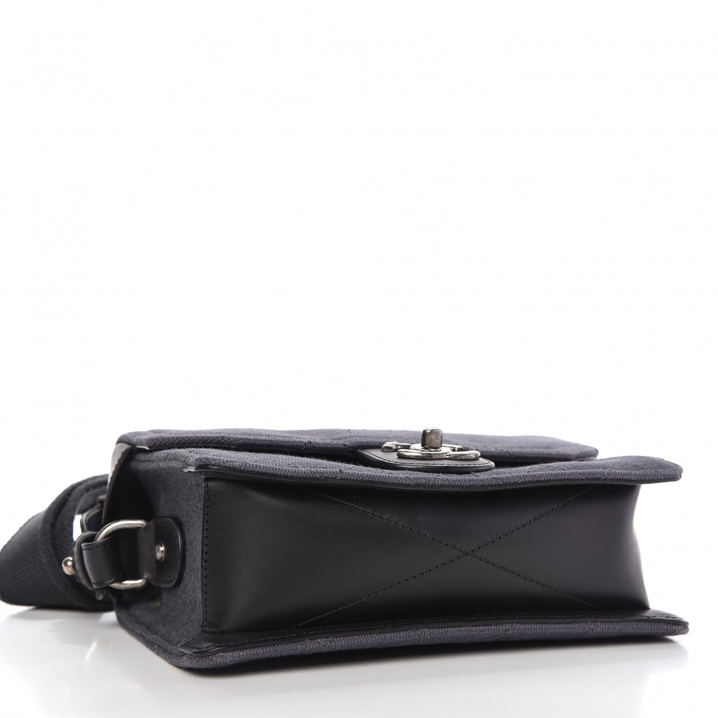 Fabric Quilted Small Flap Bag Dark Grey