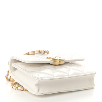 Chanel Calfskin Quilted Perfect Fit Coin Purse With Chain White 4 of 10