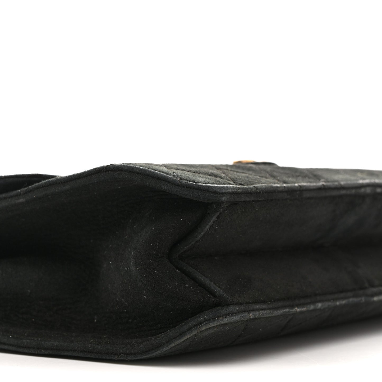 Suede Quilted Medium Single Flap Black