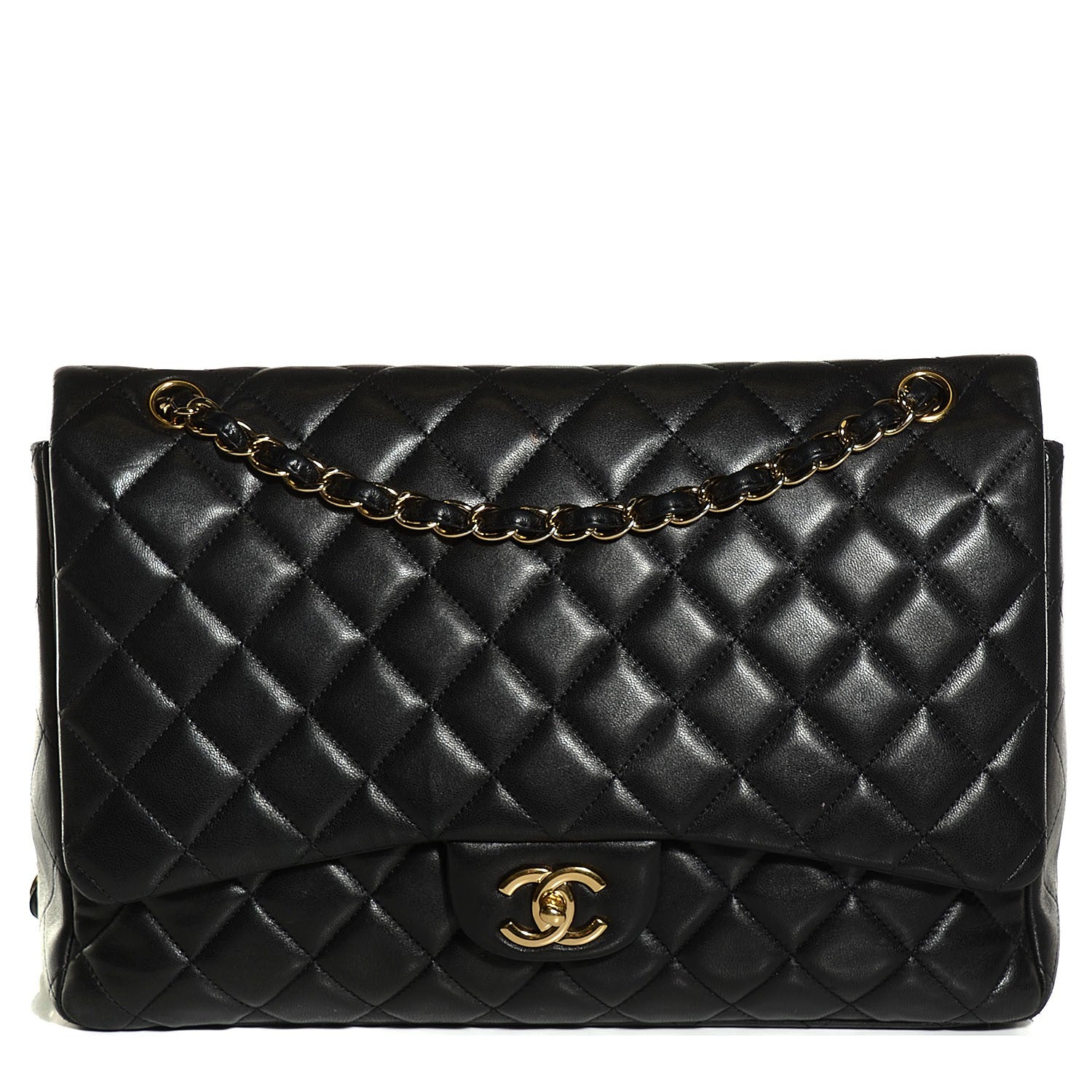 Chanel Lambskin Quilted Maxi Single Flap Black 1 of 8