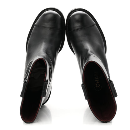 Chanel Calfskin CC Ankle Boots 37.5 Black 2 of 10