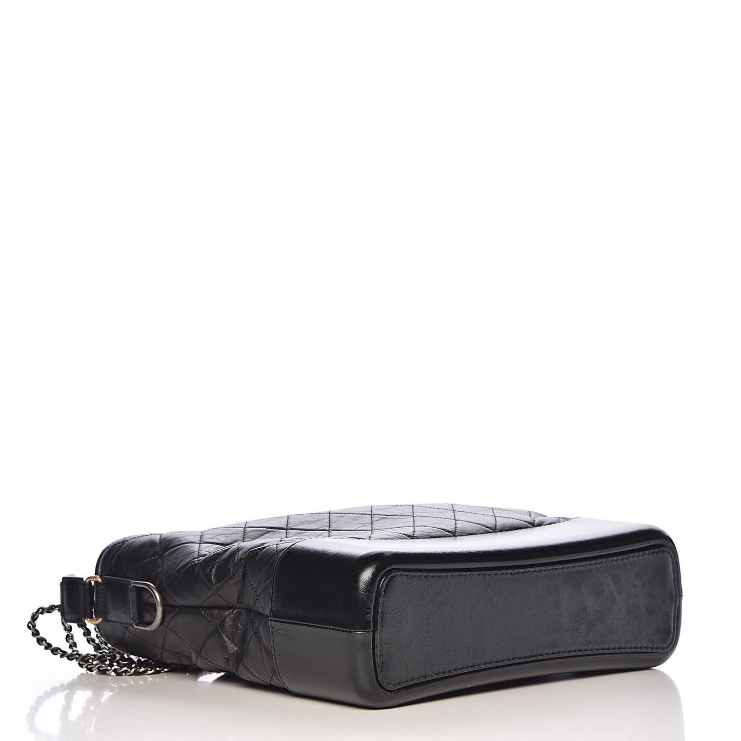 Aged Calfskin Quilted Large Gabrielle Hobo Black
