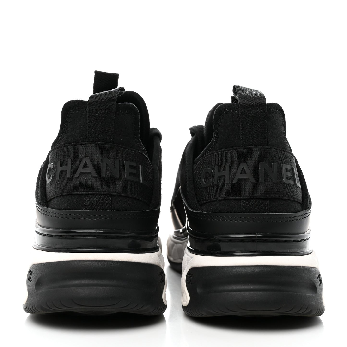 Velvet Calfskin Mixed Fibers CC Sneakers 36.5 Black