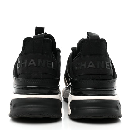 Chanel Velvet Calfskin Mixed Fibers CC Sneakers 36.5 Black 5 of 14