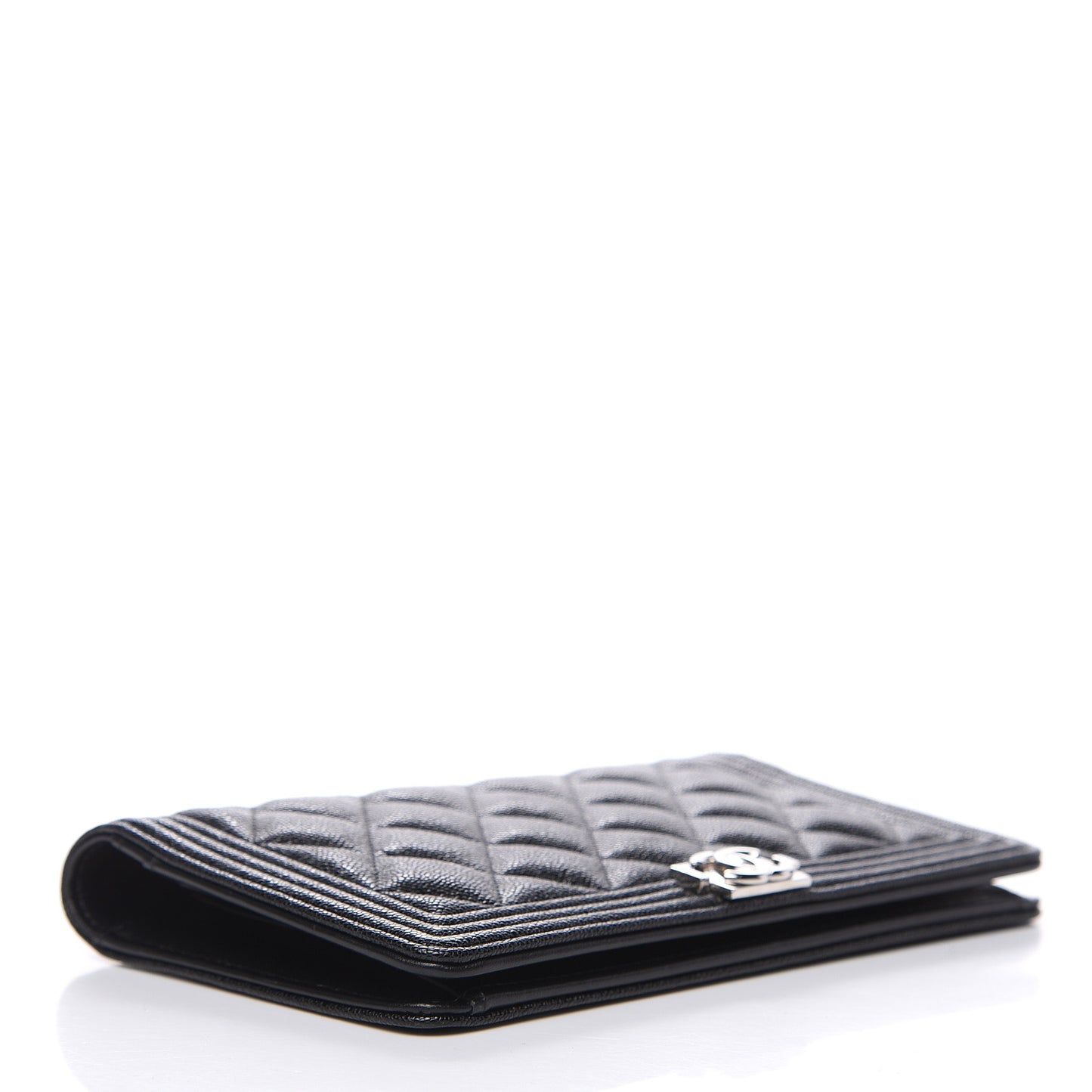 Caviar Quilted Boy Yen Wallet Black