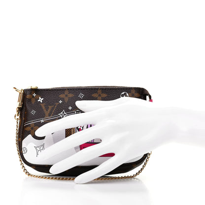 Louis Vuitton Monogram 2019 Christmas Animation Mini Courchevel Pochette Accessories Fuchsia 2 of 8
