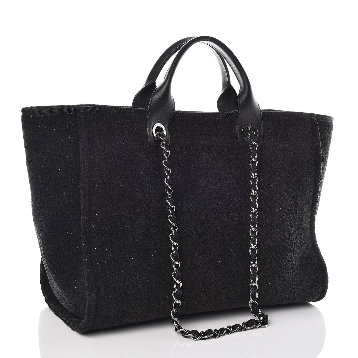 Lurex Boucle Medium Deauville Tote Black