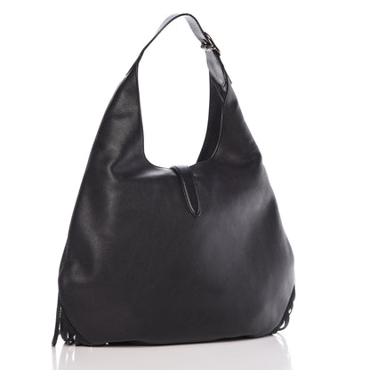 Gucci Calfskin Large New Jackie Nouveau Fringe Hobo Black 3 of 7