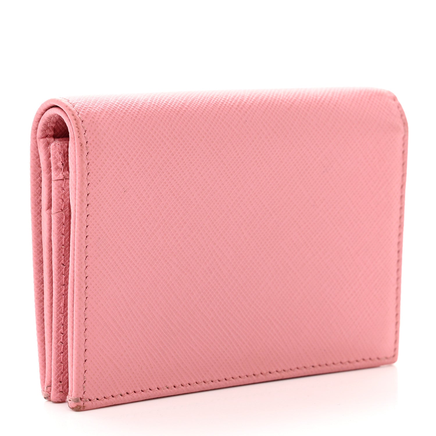 Prada Saffiano Metal Compact Snap Bi-Fold Wallet Petalo 3 of 8