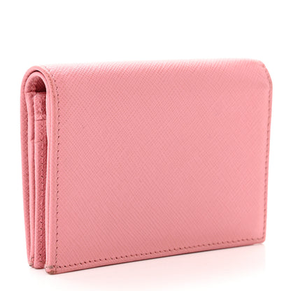 Prada Saffiano Metal Compact Snap Bi-Fold Wallet Petalo 3 of 8