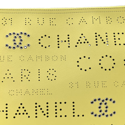 Chanel Calfskin Eyelets Clutch Yellow 16 of 20
