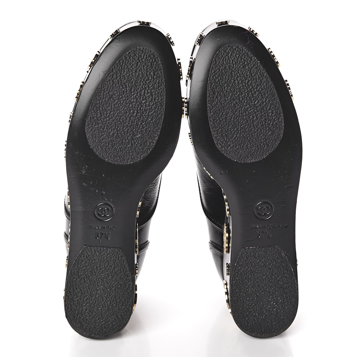 Chanel Crumpled Calfskin Lace Up Platform Oxford 37.5 Black 5 of 11