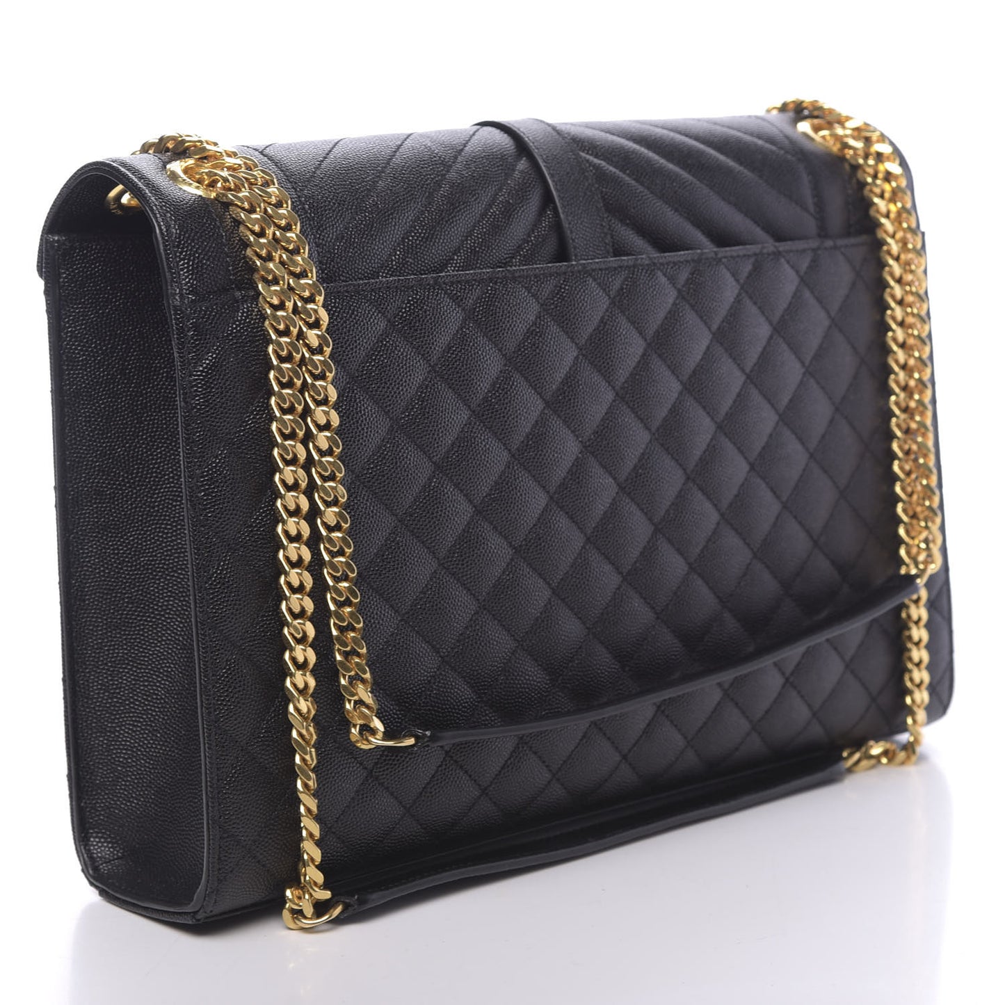 Grain De Poudre Textured Mixed Matelasse Large Triquilt Monogram Satchel Black