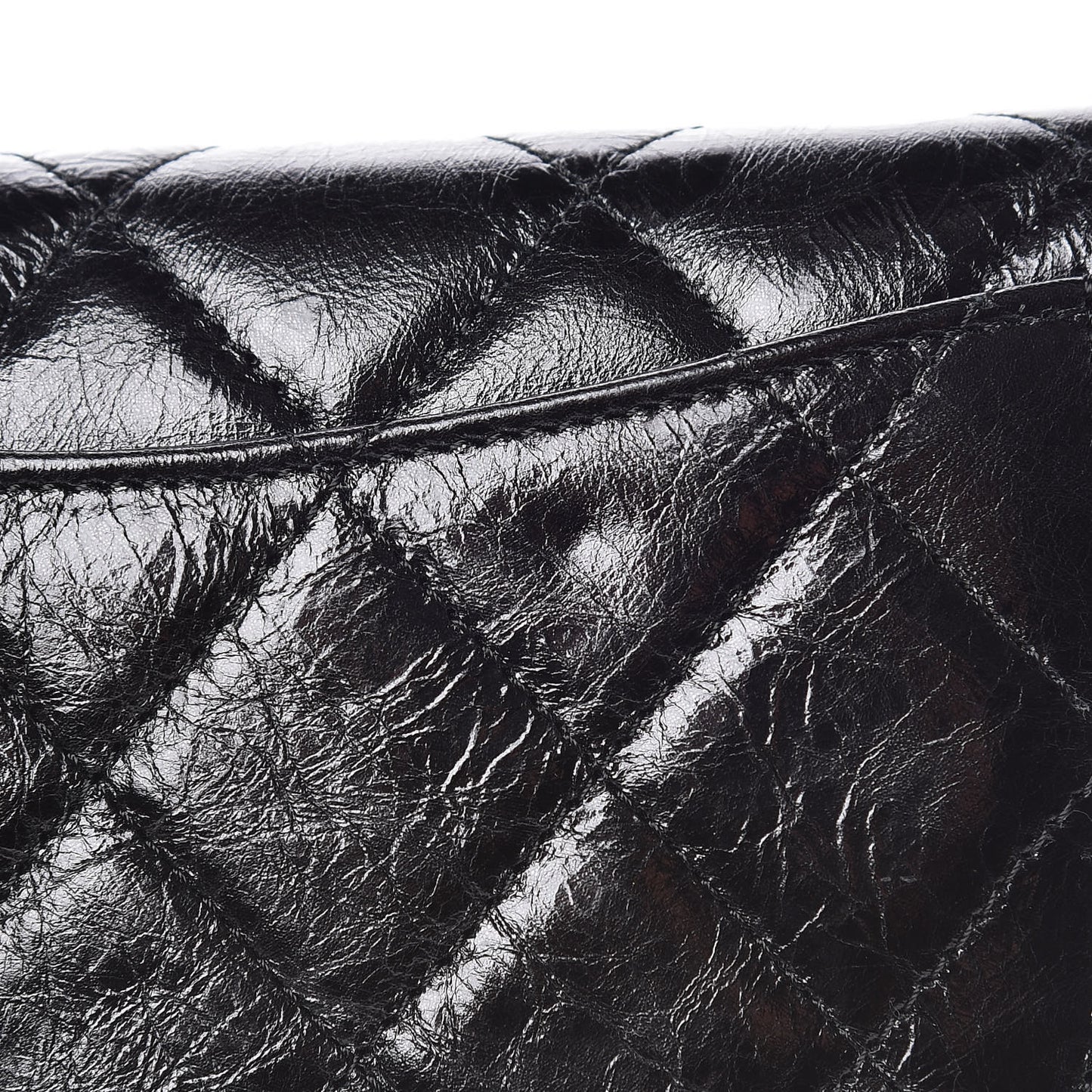 Glazed Calfskin Quilted Reissue Long Flap Wallet So Black