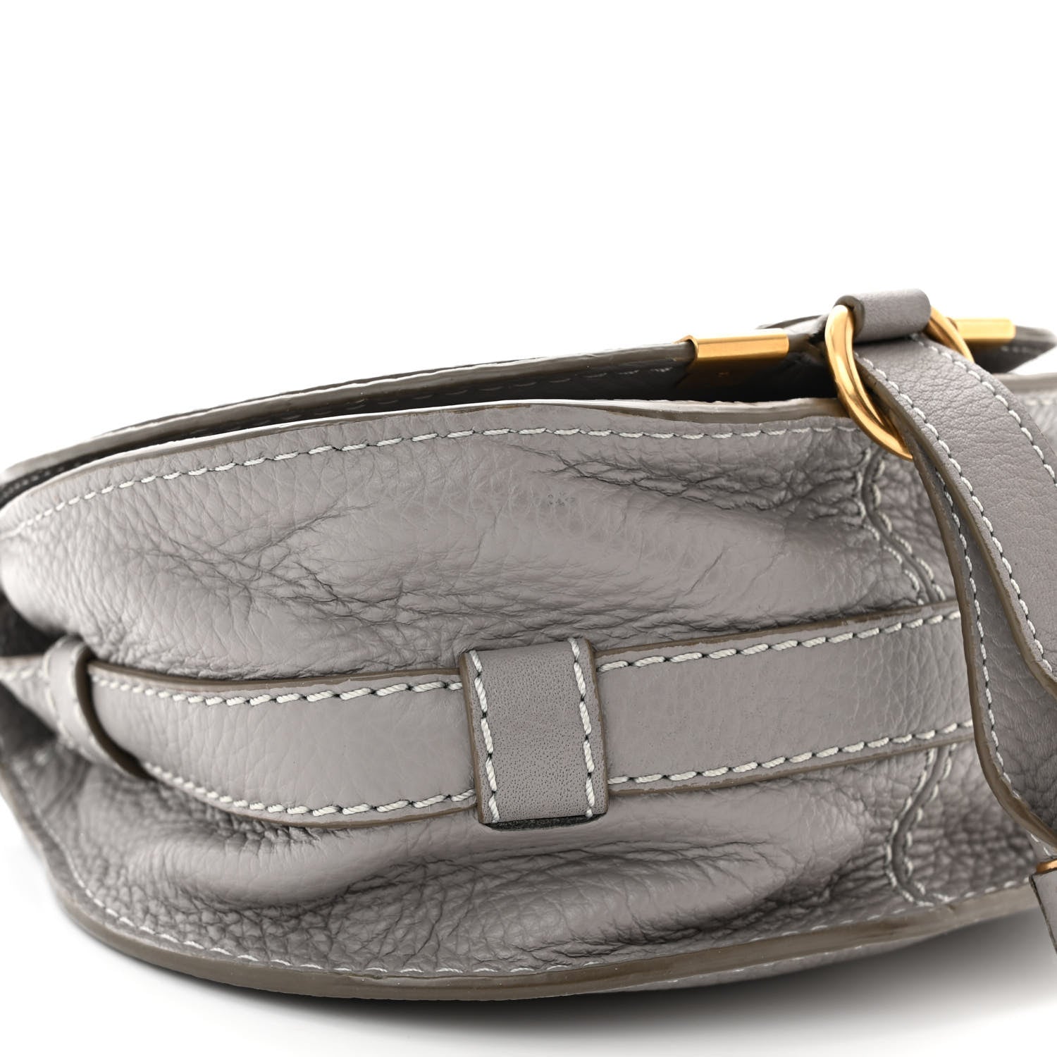 Chloe Grained Calfskin Small Marcie Saddle Bag Cashmere Grey 9 of 10