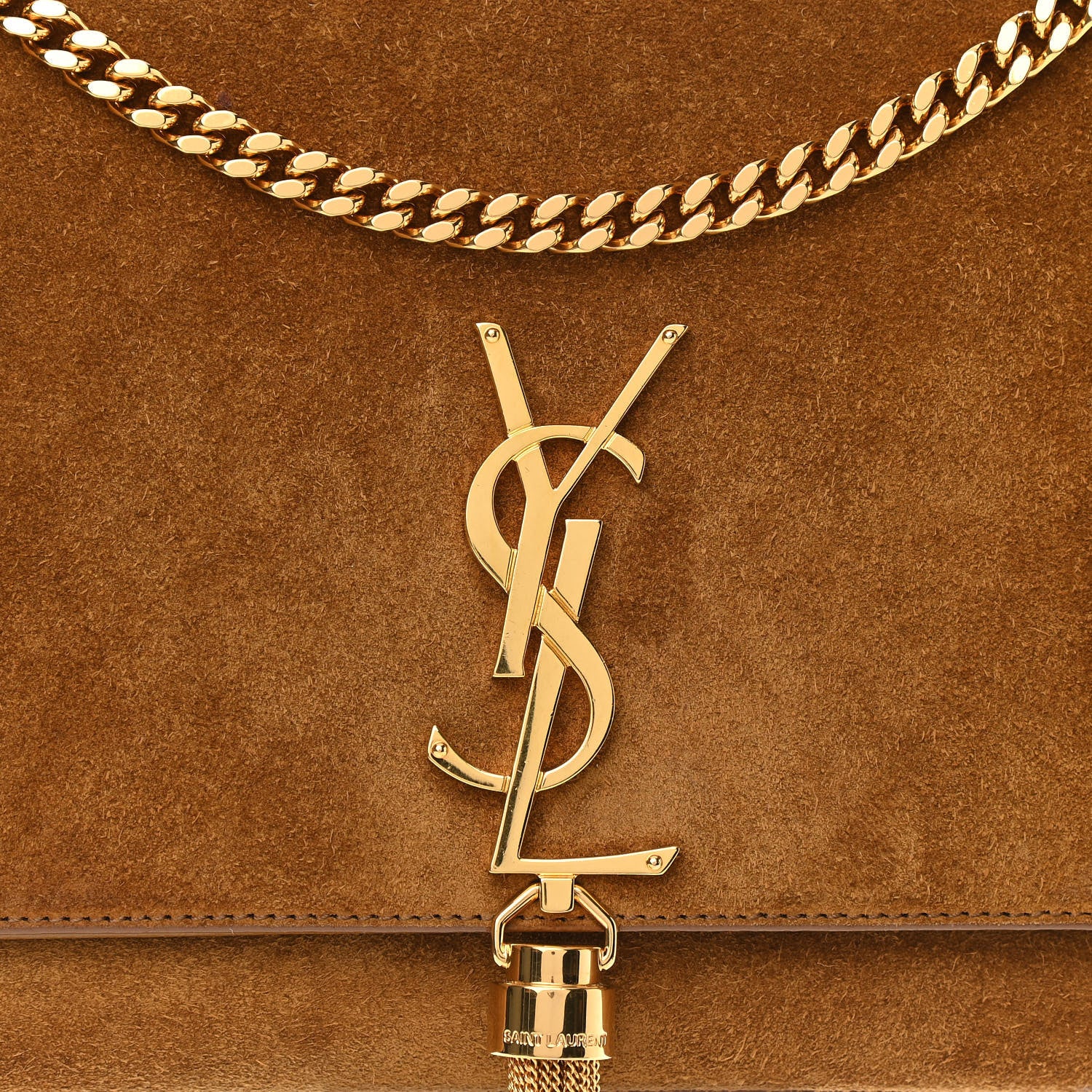 Saint Laurent Suede Medium Classic Monogram Kate Tassel Satchel Light Ochre 7 of 12