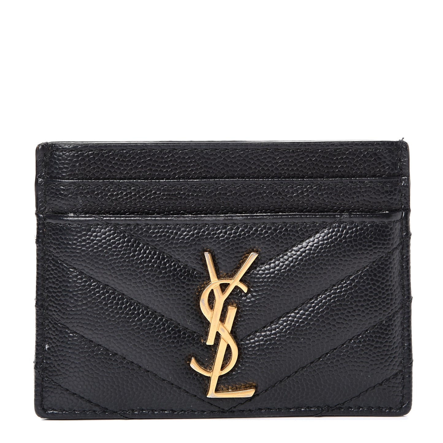 Grain De Poudre Matelasse Chevron Monogram Credit Card Case Black