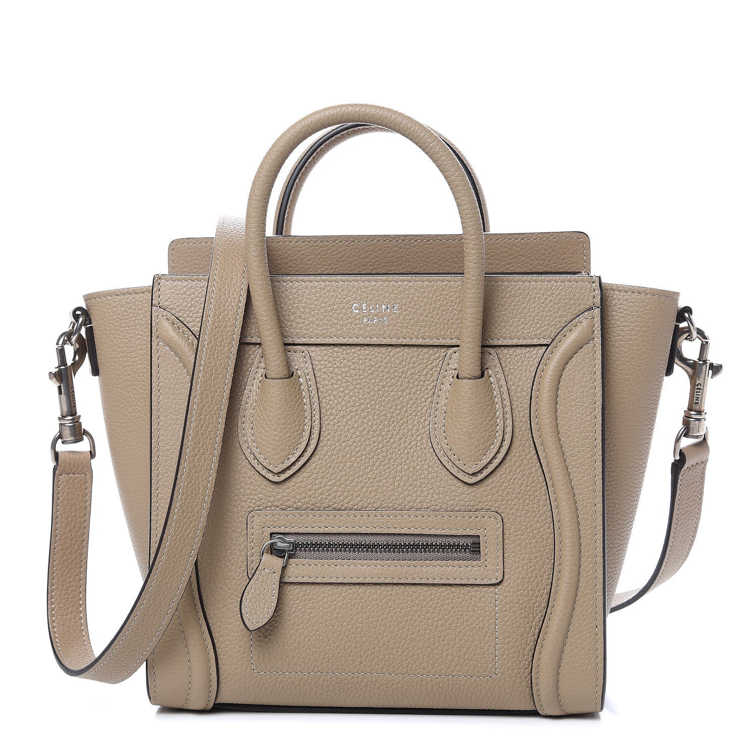 Celine Drummed Calfskin Nano Luggage Dune 1 of 11