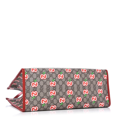 Gucci GG Supreme Monogram Apple Dollar Calfskin Large Retro Interlocking G Tote Bag Beige Ebony Multicolor Lobster Red 4 of 11