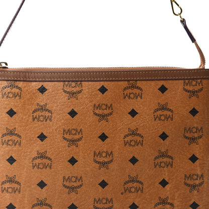 MCM Visetos Liz Shopper Tote Pouch Cognac 10 of 11