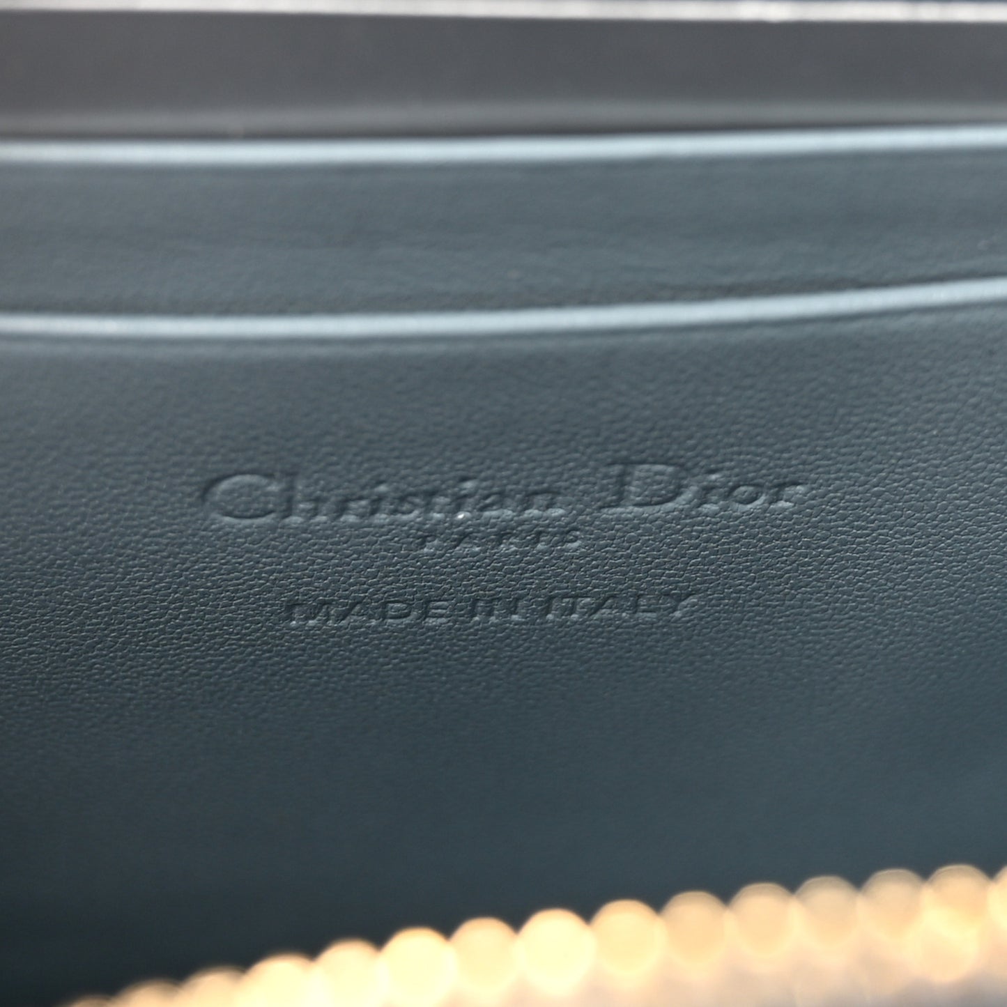 Patent Cannage Lady Dior Phone Holder Bracing Blue