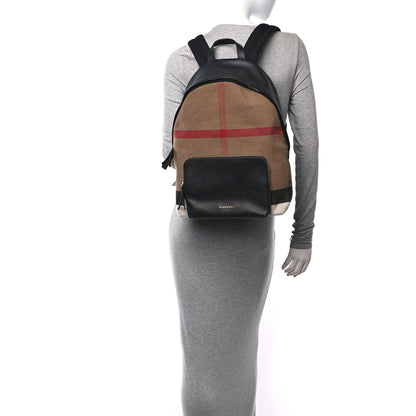 Burberry Mega Check Calfskin Abbeydale Simple Backpack Black Camel 2 of 9