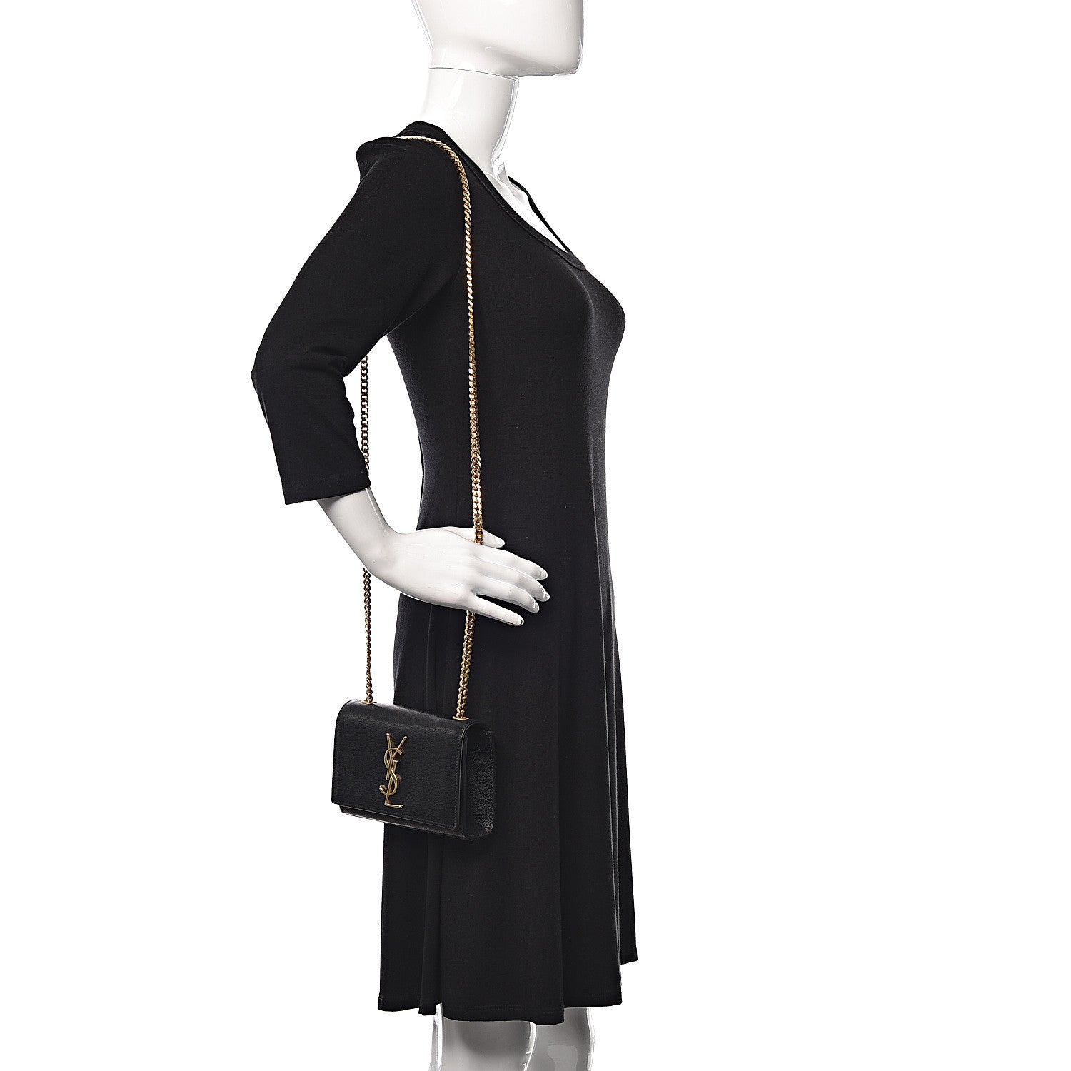 Saint Laurent Grain De Poudre Small Monogram Kate Satchel Black 2 of 14