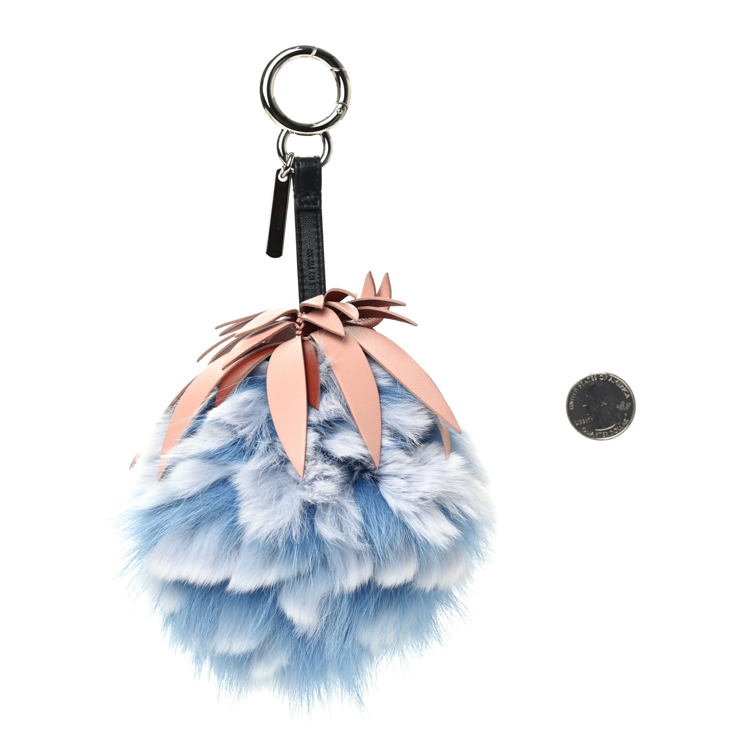 Fendi Fox Rabbit Fur Nappa Pineapple Bag Charm Nebula Baby Pink Multicolor 2 of 3
