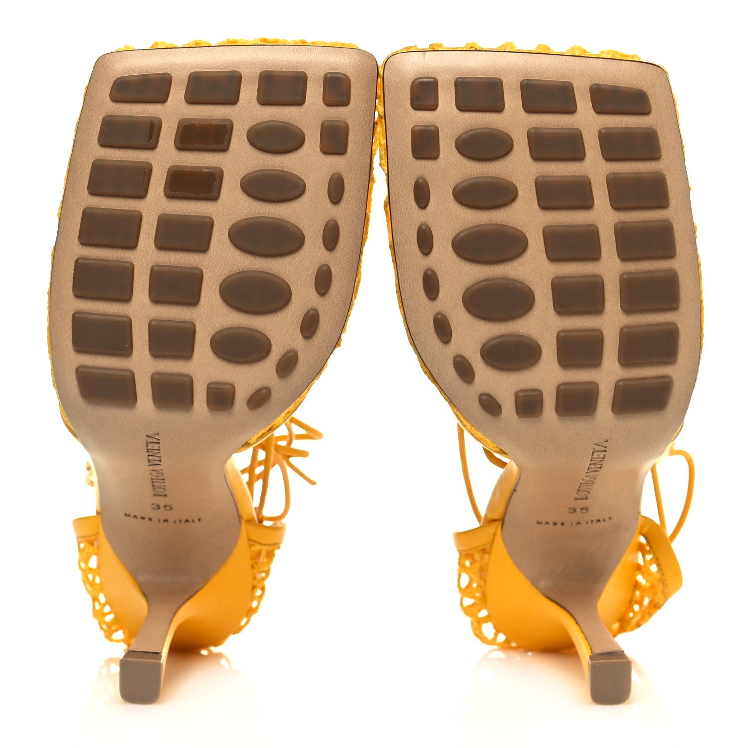 Bottega Veneta Mesh Nappa Stretch Ankle Tie Sandals 35 Egg Yolk 5 of 8