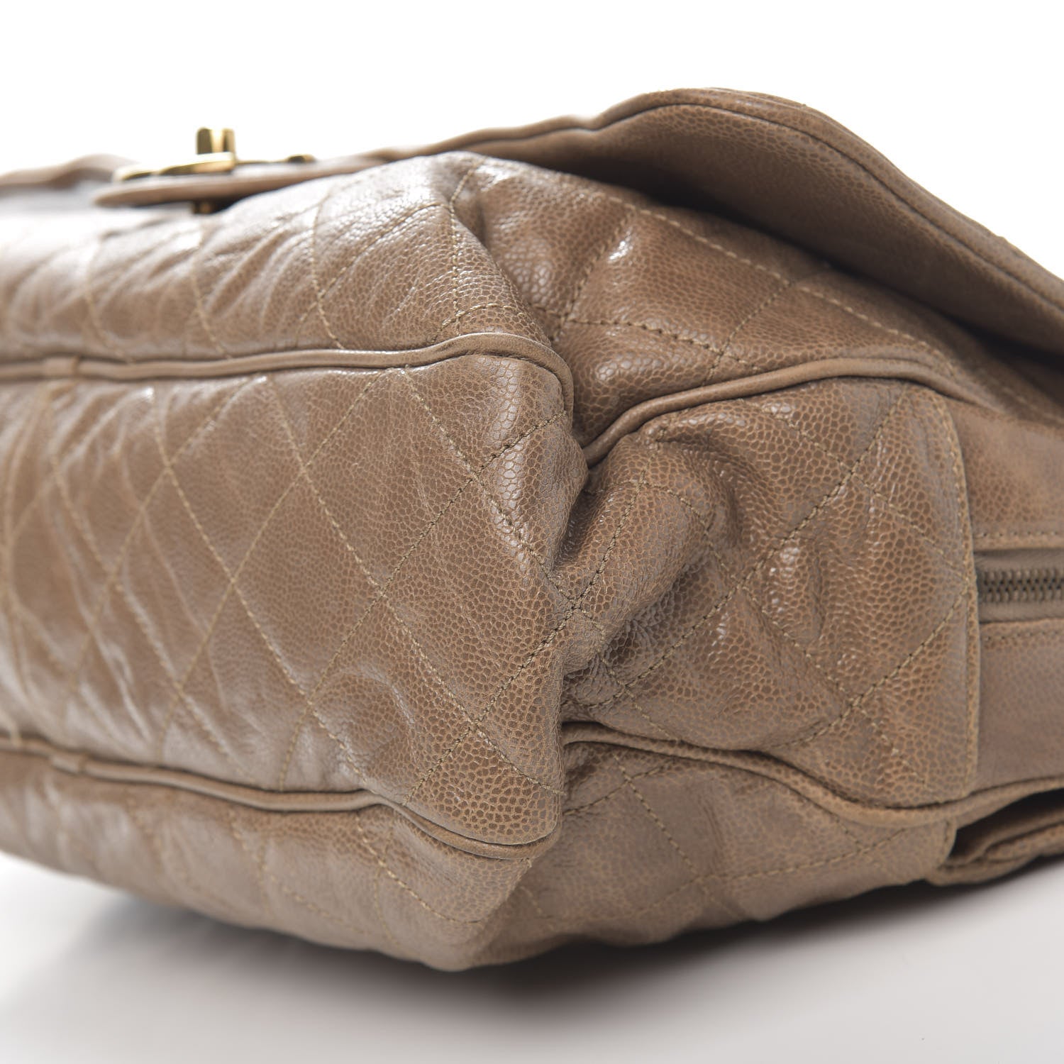 Chanel Crumpled Grained Calfskin Quilted Maxi Shiva Flap Brown 9 of 10