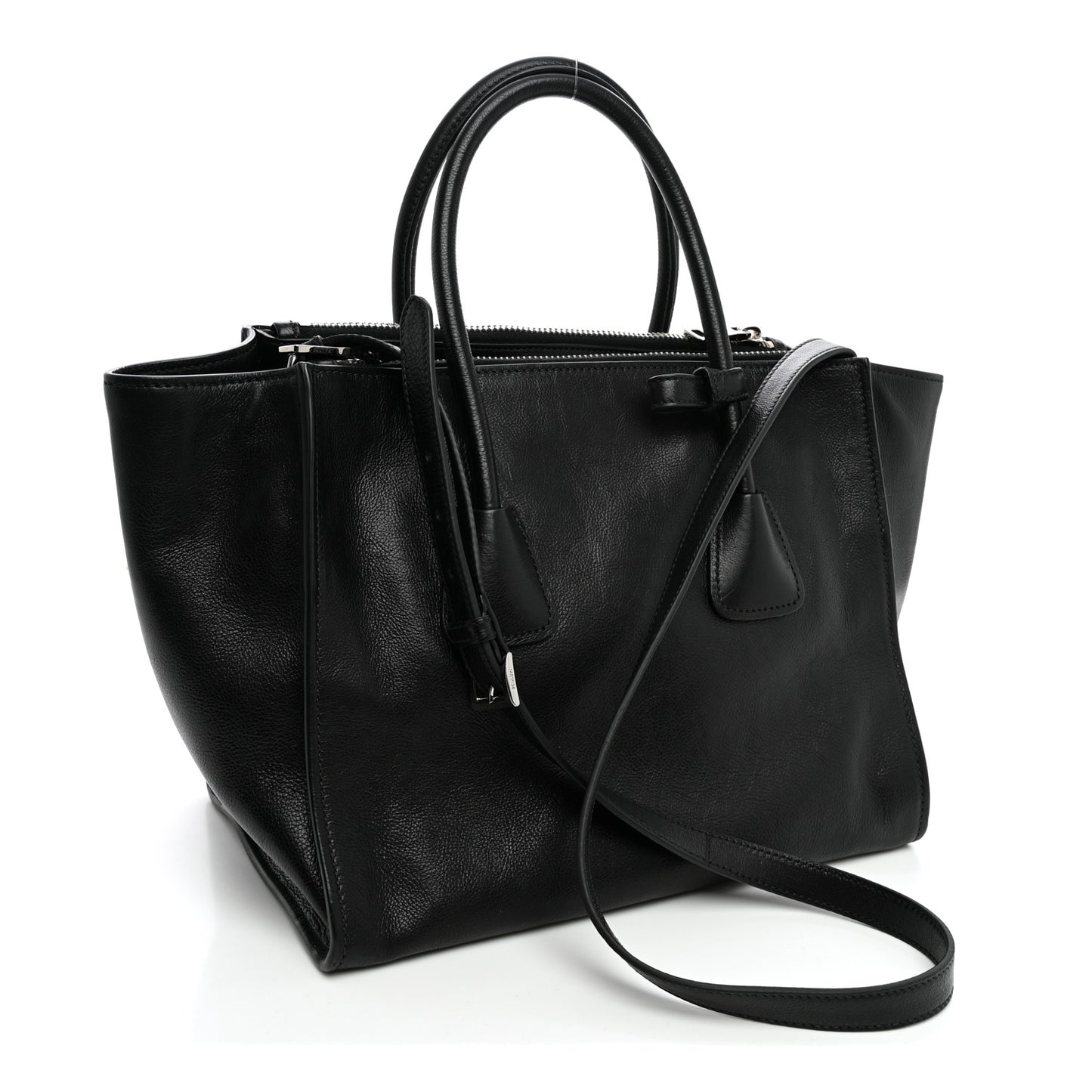 Glace Calf Twin Pocket Tote Black