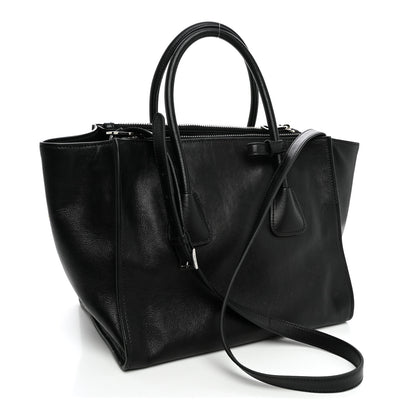 Prada Glace Calf Twin Pocket Tote Black 3 of 9