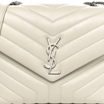 Saint Laurent Calfskin Y Quilted Monogram Medium Loulou Chain Satchel Crema Soft 8 of 10