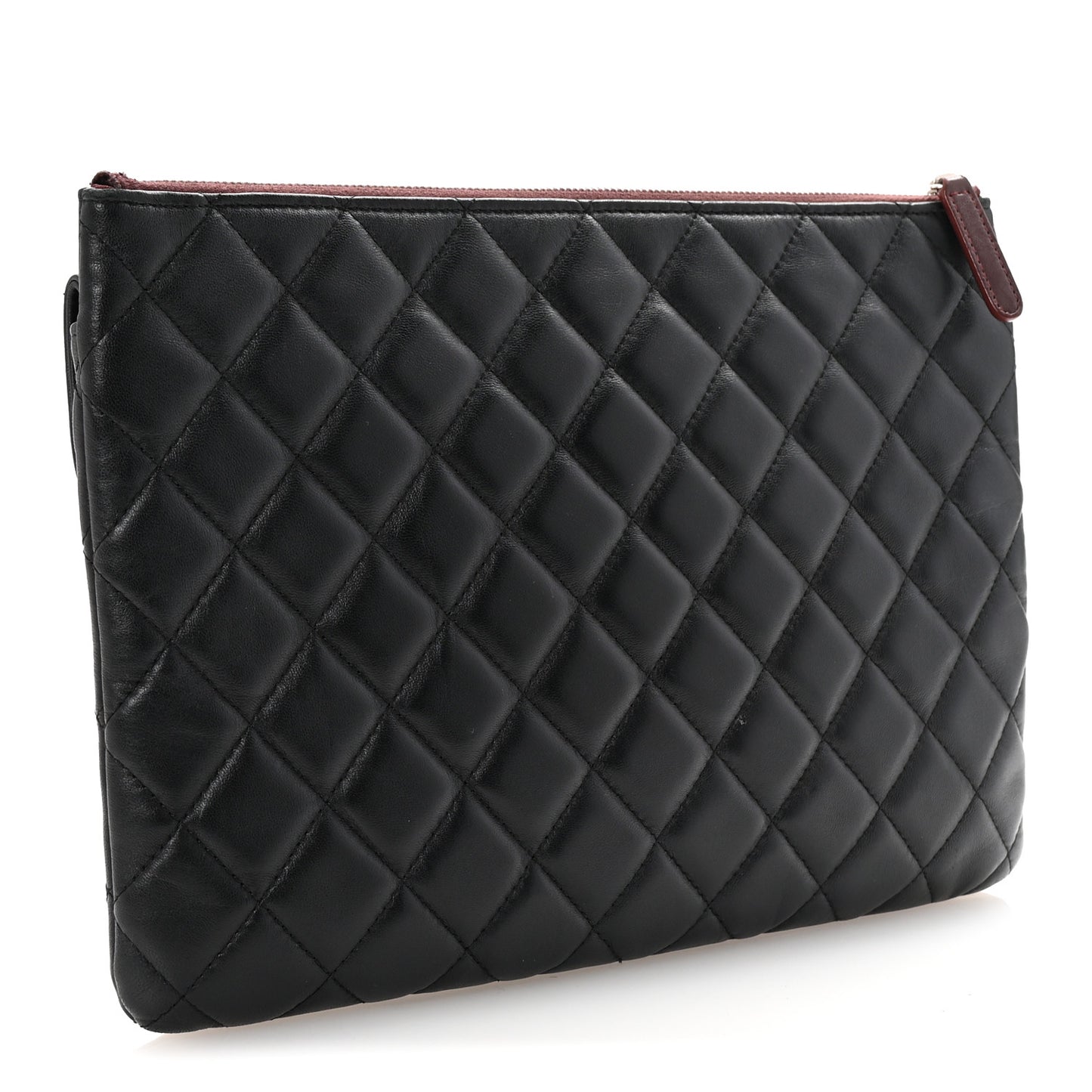 Lambskin Quilted Medium Flap Cosmetic Case Black