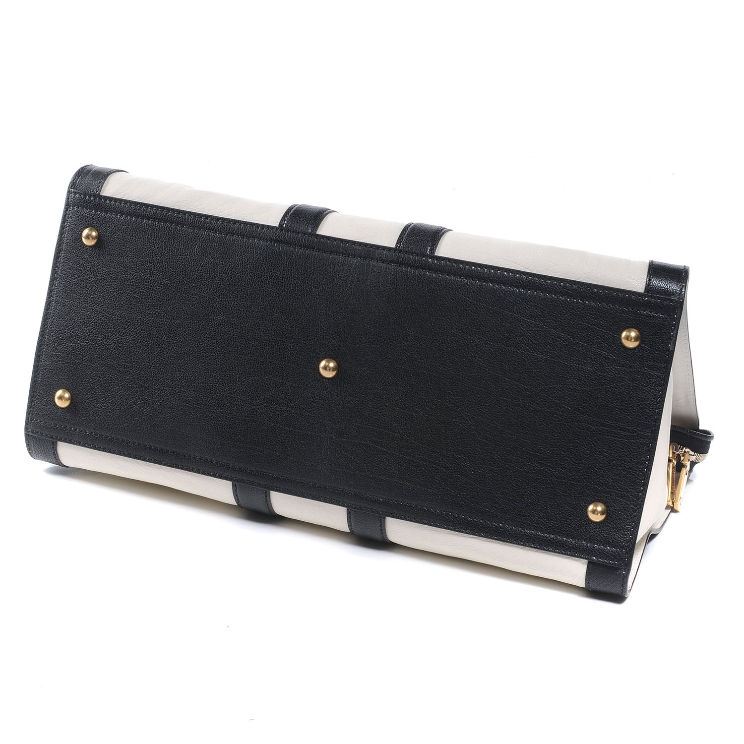 Saint Laurent Leather Large Cabas Chyc Black White 4 of 8