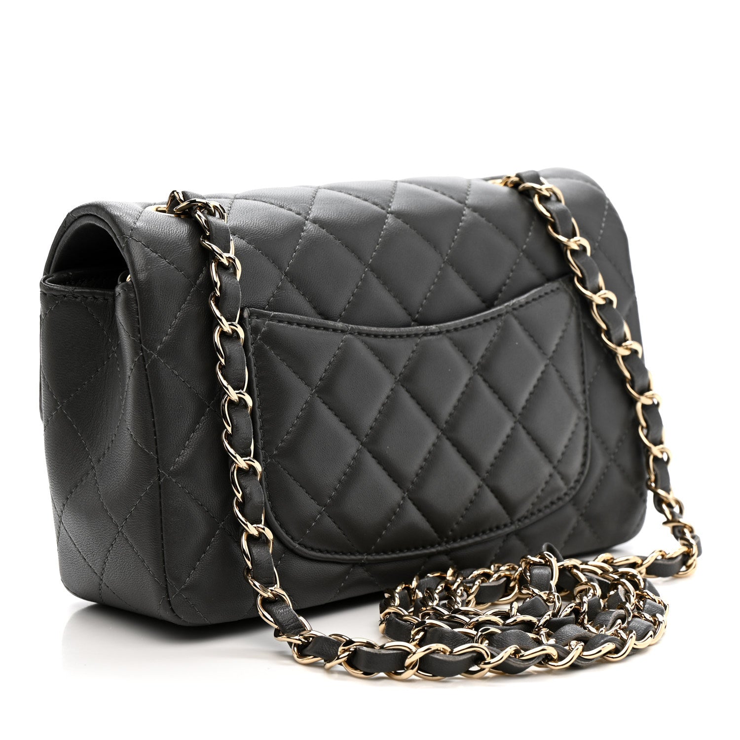 Chanel Lambskin Quilted Mini Rectangular Flap Dark Grey 3 of 13