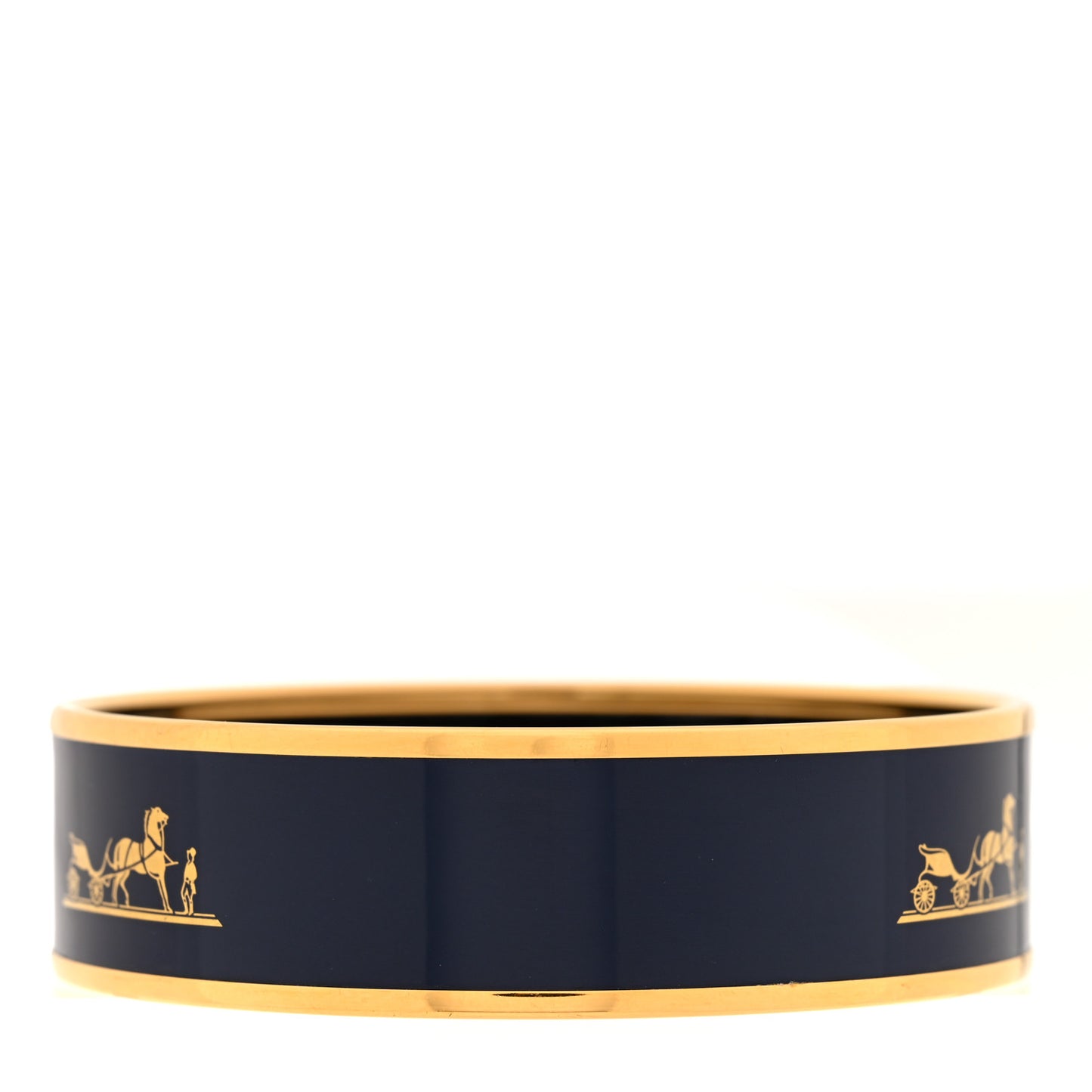 Enamel Printed Wide Caleche Bracelet 65 Navy Bleu
