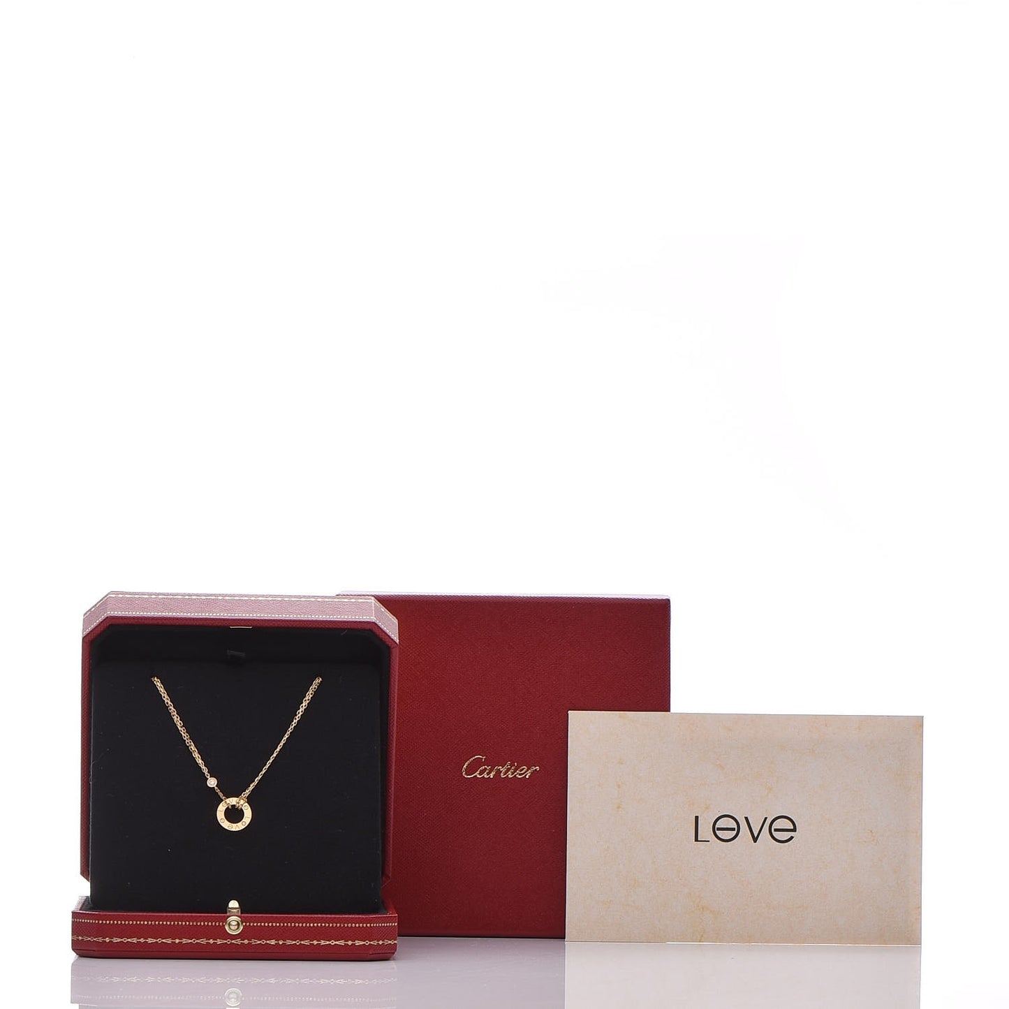 18K Yellow Gold 2 Diamond LOVE Necklace