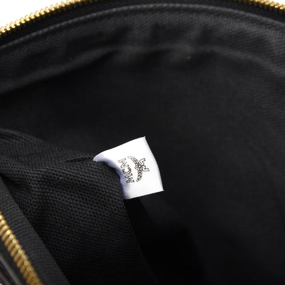 MCM Visetos Striped Liz Shopper Tote Pouch Black White 6 of 10