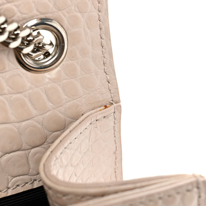 Saint Laurent Calfskin Crocodile Embossed Small Classic Monogram Kate Tassel Satchel Crema Soft 12 of 22