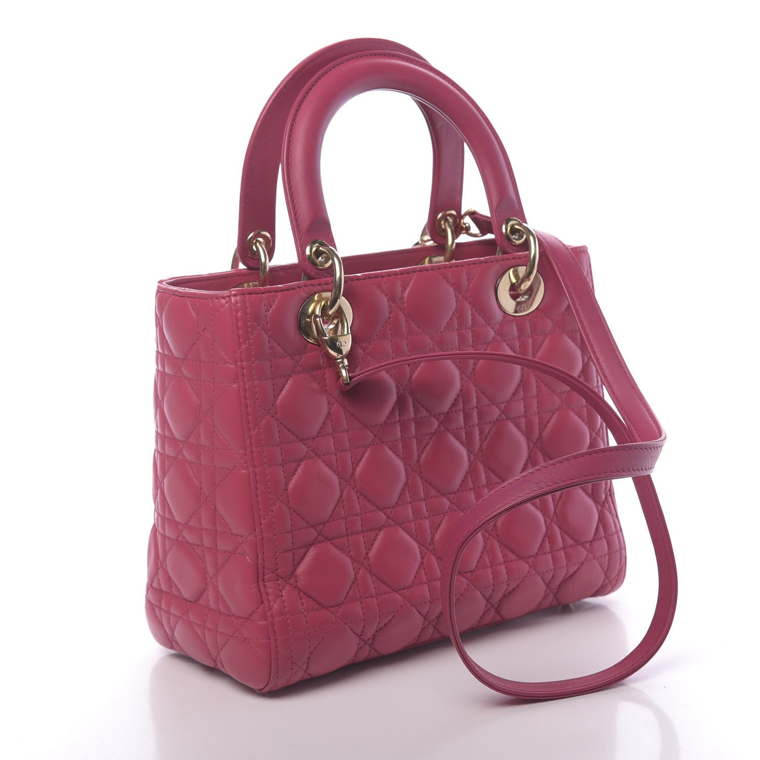 Christian Dior Lambskin Cannage Medium Lady Dior Fuchsia 3 of 10
