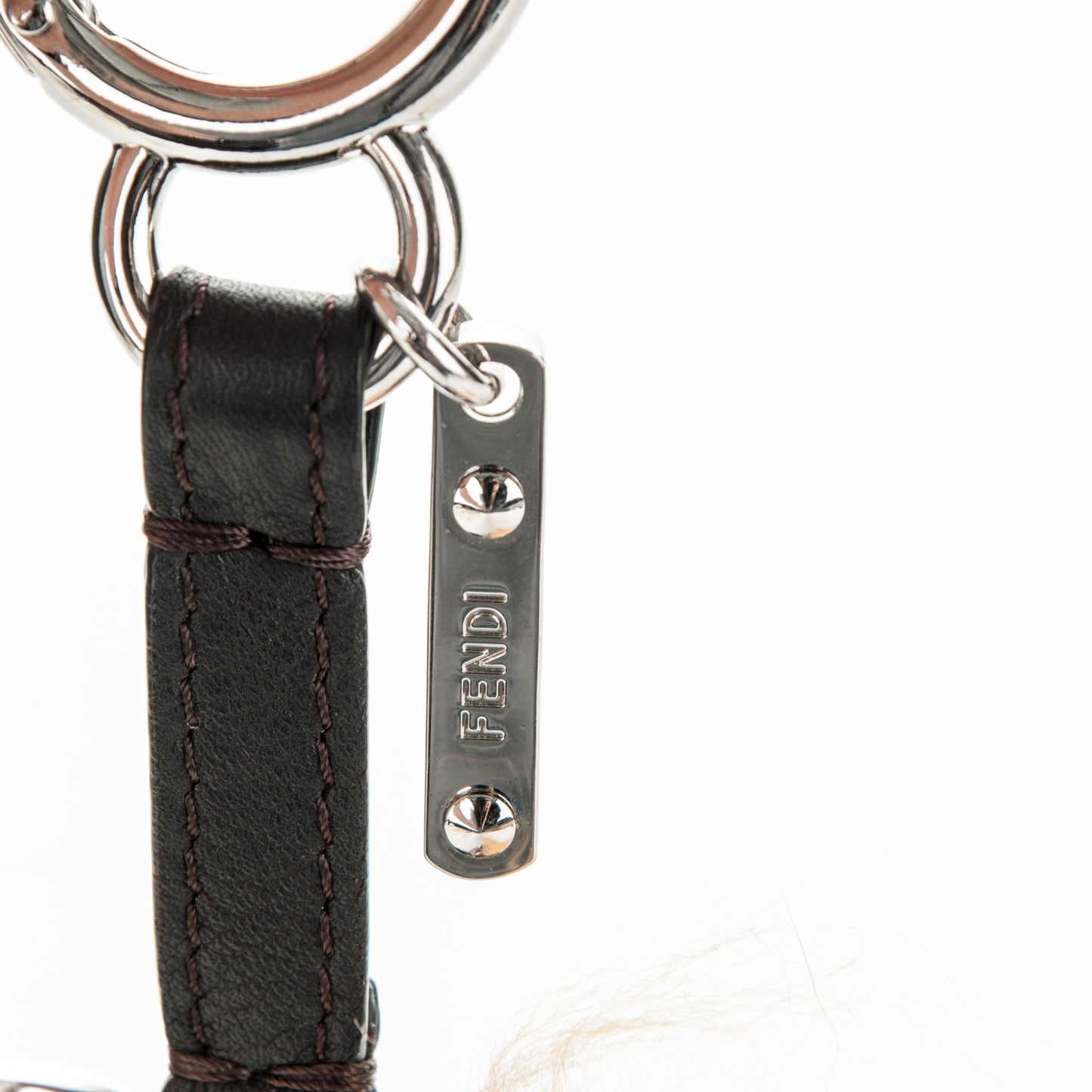 Calfskin Mink Fox Fur Witches Bag Charm Navy Pink