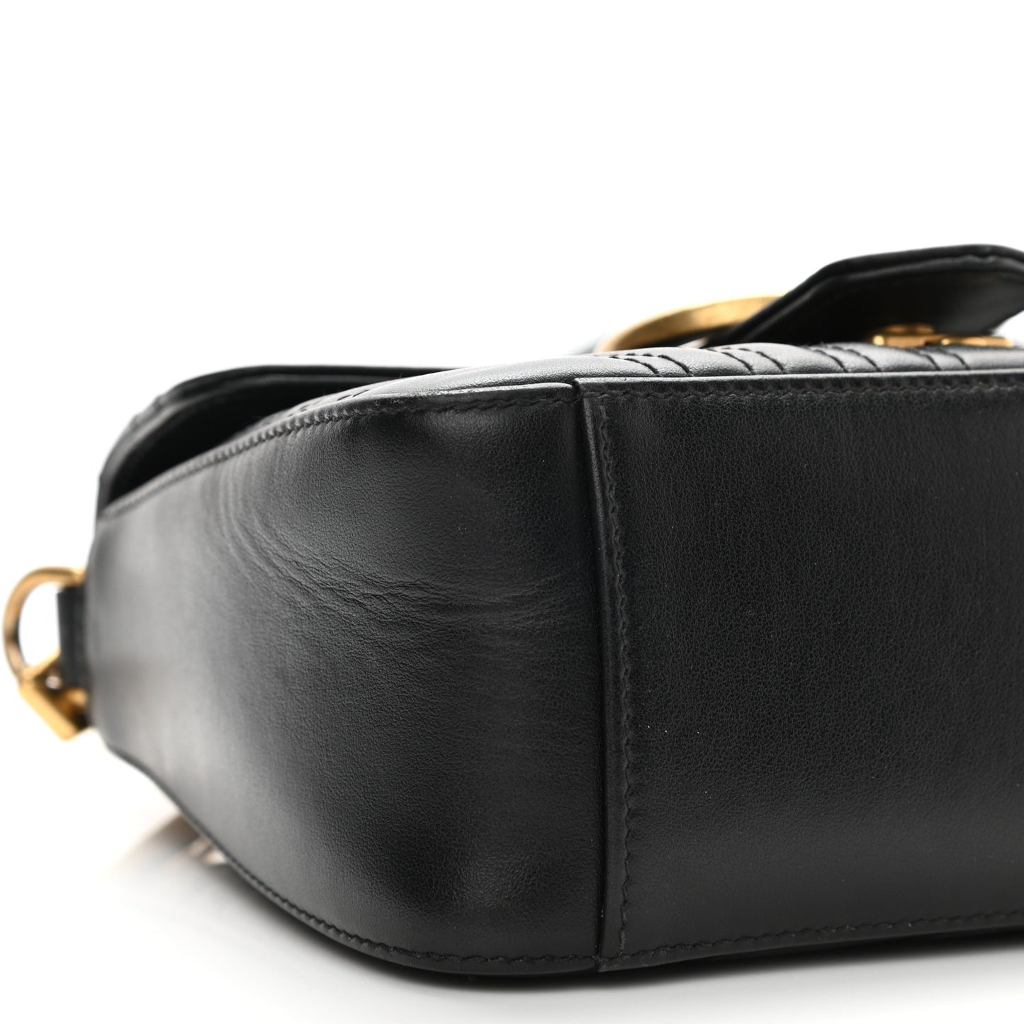 Calfskin Matelasse Mini GG Marmont Top Handle Shoulder Bag Black