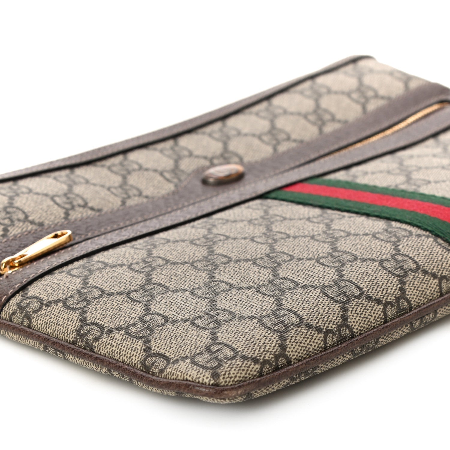 Gucci GG Supreme Monogram Large Ophidia Pouch Clutch Brown 9 of 11