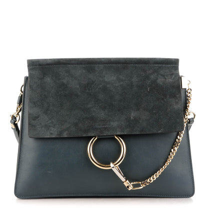 Chloe Suede Calfskin Medium Faye Shoulder Bag Silver Blue 1 of 11
