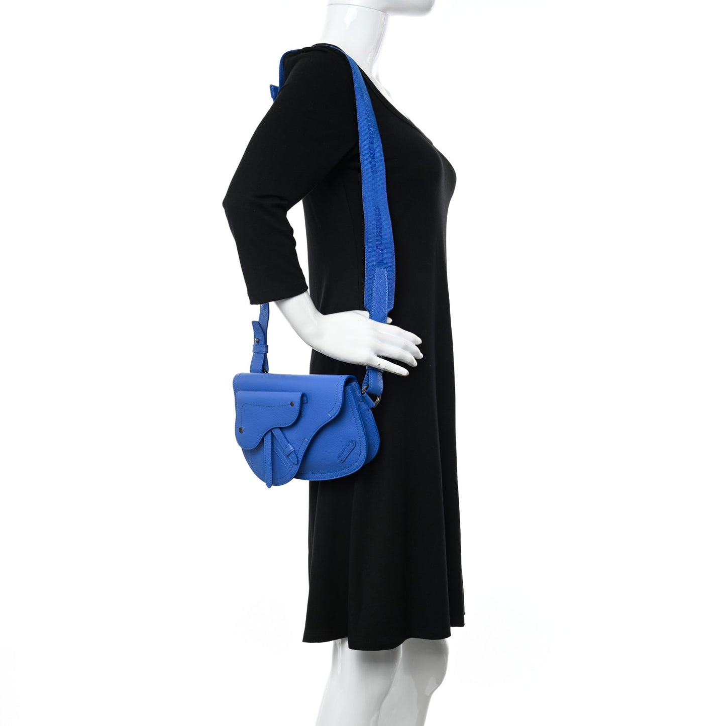 Grained Calfskin Saddle Messenger Bag Blue