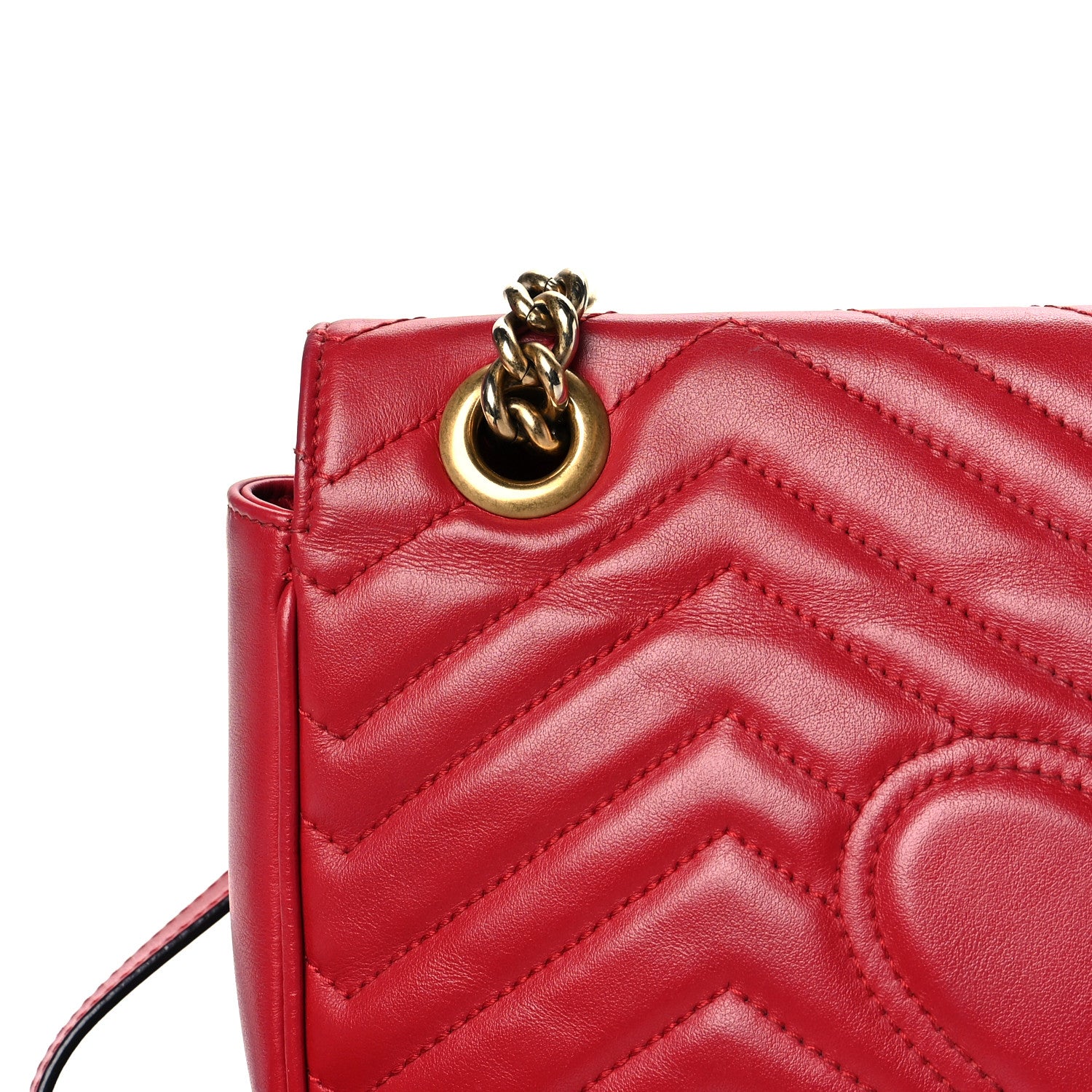 Gucci Calfskin Matelasse Small GG Marmont Shoulder Bag Hibiscus Red 19 of 20